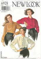 New Look 6928 Blouses with Ruffed, Single or Double Breasted Front, Uncut, Factory Folded Sewing Pattern Multi Size 34-44