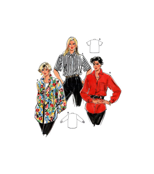 Burda 4730 Button Front Shirt in Two Lengths with Long or Short Sleeves, Uncut, Factory Folded Sewing Pattern Multi Size 34-52