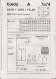 Burda 7874 Sewing Pattern, Skirt, Size 6-18, Uncut, Factory Folded