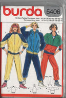 Burda 5406 Activewear: Jogging Suit with Contrast Panels and Optional Hood, Uncut, Factory Folded Sewing Pattern Multi Size 34-48