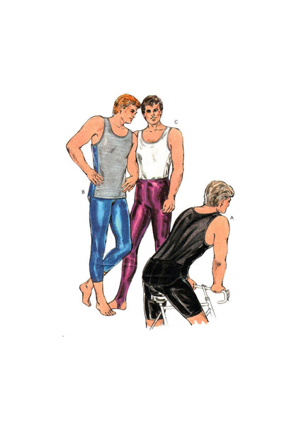 Kwik Sew 1727 Men's Cycling Wear: Tights, Shorts and Tank Top, Uncut, Factory Folded, Sewing Pattern Multi Size 34-48