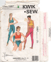 Kwik Sew 1567 Women's Activewear: Sports Bra, Stirrup Tights and Trunks, Uncut, Factory Folded Sewing Pattern Multi Size XS-L