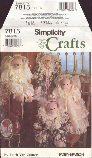 Simplicity Stuffed Bears with Clothes-One Size