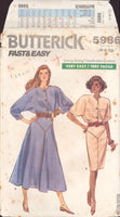 Butterick 5986 Sewing Pattern, Top and Skirt, Size 6-8-10, Not cut, Cut apart