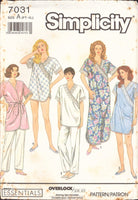 Simplicity 7031 Sleepwear: Nightgown in Two Lengths, Pajamas, Baby Dolls and Robe, Uncut, Factory Folded Sewing Pattern Multi Size 6-24