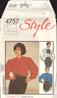 Style 4757 Set of Blouses with Jabot, Neck Tie or Front Drape, Uncut, Factory Folded Sewing Pattern Size 10-14
