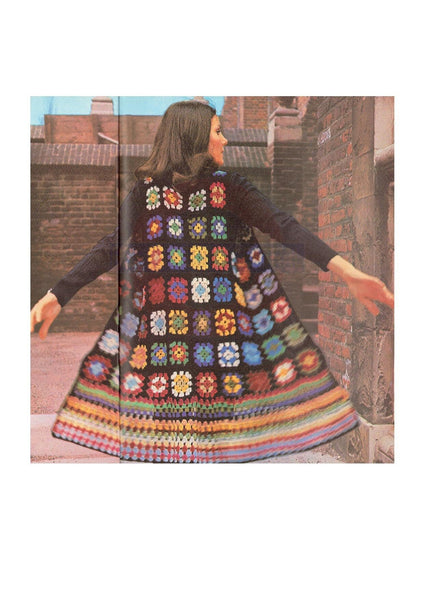Vintage 70s Granny Square Waistcoat Crochet Pattern Instant Download PDF 4 pages