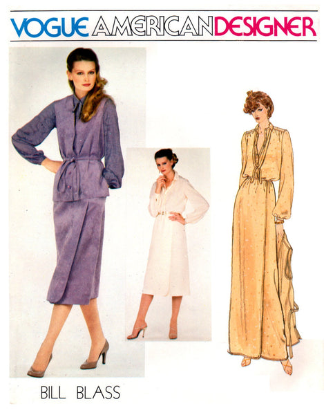 Vogue American Designer 2097 Bill Blass Vest, Blouse and Wrap A-Line Skirt in Two Lengths, Uncut, Factory Folded, Sewing Pattern Size 12