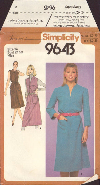 Simplicity 9643 Sewing Pattern, Jumper or Dress, Size 14, Cut, Complete