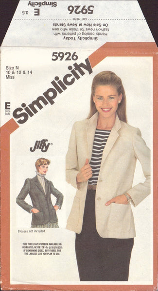 Simplicity 5926 Sewing Pattern, Women's Jacket, Size 10-12-14, Cut, Complete