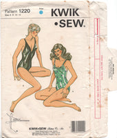Kwik Sew 1220/1221  Women's Swimwear: One Piece Swimsuit in Two Styles, Uncut, F/Folded, Sewing Pattern Size 6-12 or 14-20