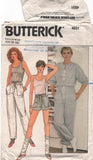 Butterick 4931 Dance or Leisurewear: Jumpsuit, Pants, Shorts and Top, Uncut, Factory Folded, Sewing Pattern Size 14-18