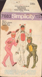 Simplicity 7683 Sewing Pattern, Children's Animal Costumes, Size 8, Partially Cut, Complete