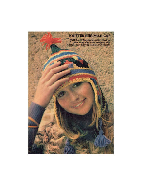 Knitted Peruvian Cap Pattern Instant Download PDF 3 pages