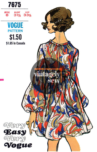 60s Front Slit Dress, Flared Skirt and Bishop Sleeves, Bust 31.5" (80 Patterns Central 60s Front Slit Dress, Flared Skirt and Bishop Sleeves, Bust 31.5" (80 Patterns Central