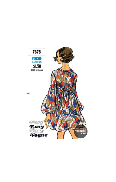 60s Front Slit Dress, Flared Skirt and Bishop Sleeves, Bust 31.5" (80 Patterns Central 60s Front Slit Dress, Flared Skirt and Bishop Sleeves, Bust 31.5" (80 Patterns Central