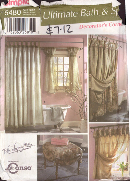 Simplicity 5480 Sewing Pattern, Bath & Spa Accessories, One Size, Uncut, Factory Folded