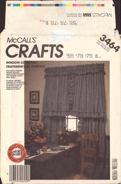 McCall's 3464 Sewing Pattern, Window Treatments, One Size, Uncut, Factory Folded