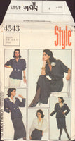 Style 4543 Unlined Jacket, Mock-Warp Skirt and Button-Front Blouse, Sewing Pattern, Size 8-10-12, Uncut, Factory Folded