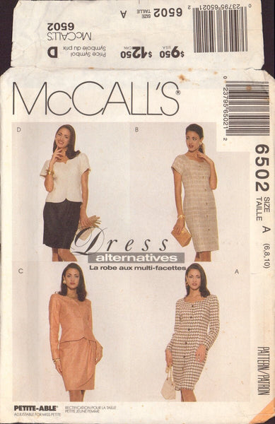 McCall's 6502 Sewing Pattern, Dress, Jacket and Skirt, Size 6-8-10, Uncut, Factory Folded
