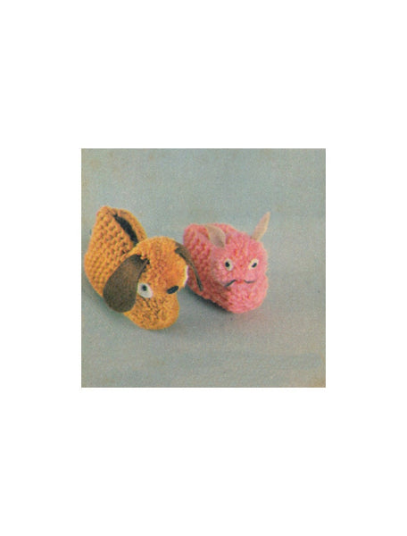 Vintage 70s Animal Slippers Pattern Instant Download PDF 2.5 pages