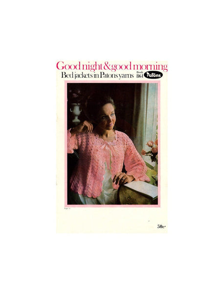 Patons Good night & good morning Book No. 861 Vintage 60s Bed Jackets Instant Download PDF 20 pages