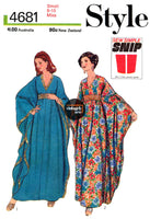 70s Batwing Caftan, Sizes 8-10 (31.5-32.5), 12-14 (34-36) or 38-40 (42-44), Style 4681 Vintage Sewing Pattern Reproduction