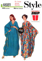 70s Batwing Caftan, Sizes 8-10 (31.5-32.5), 12-14 (34-36) or 38-40 (42-44), Style 4681 Vintage Sewing Pattern Reproduction