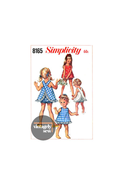 60s Baby's Top and Bloomers, Size 1  (Breast 20") or 2 (Breast 21"), Simplicity 8165, Vintage Sewing Pattern Reproduction