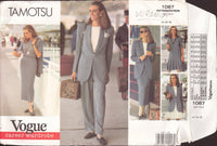 Vogue 1087 Sewing Pattern Tamotsu Women's Jacket, Dress, Top, Skirt And Pants Size 14-16 Cut, Complete