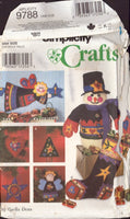 Simplicity 9788 Sewing Pattern, Ornaments, Angel, Stocking and Snowman, One Size, Uncut, Factory Folded
