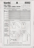 Burda 8082 Sewing Pattern, Dress Shirt, Size 10-24, Uncut Factory Folded