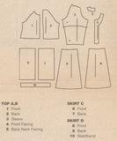 Vogue 7015 Sewing Pattern, Top and Skirt,  Size 14-16-18, Cut, INCOMPLETE