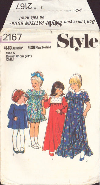 Style 2167 Sewing Pattern, Girls' Bridesmaid or Party Dress, Size 3, Cut, Complete OR Size 5, Cut, Complete