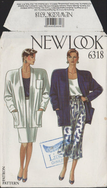 New Look 6318 Sewing Pattern, Jacket, Skirt, Size 8-18, Uncut, Factory Folded