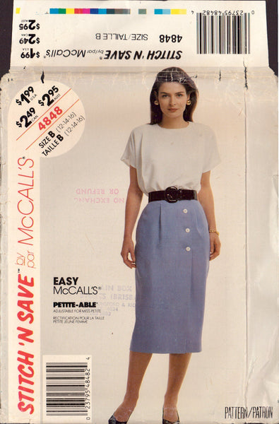 Stitch 'N Save 4848 Sewing Pattern,  Blouse and Skirt, Size 12-14-16, Uncut, Factory Folded