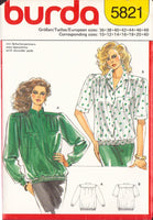 Burda 5821 Sewing Pattern, Blouses, Size 10-20, Uncut Factory Folded