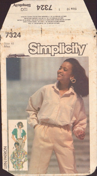 Simplicity 7324 Sewing Pattern, Blouse, Size 10, Cut, Complete
