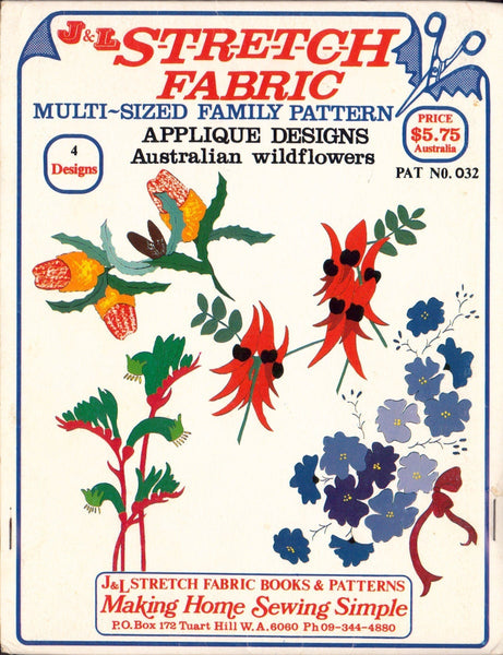 J&L 032 Sewing Pattern, Australiana Applique Designs, Unopened