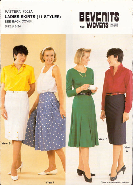 Bevknits 7002A Sewing Pattern, Women's Skirts, Size 8-24, Uncut
