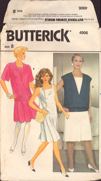 Butterick 4906 Sewing Pattern, Women's Jacket and Dress, Size 8, Cut, Complete