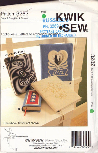 Kwik Sew 3283 Sewing Pattern, Book and Checkbook Covers, Uncut, Factory Folded