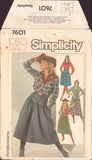Simplicity 7601 Sewing Pattern, 2-Lengths Skirt, Shirt and Lined Vest, Size 6-8, Partially Cut, Complete