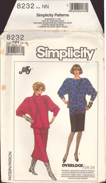 Simplicity 8232 Sewing Pattern, 2-Length Skirt and Top, Size 10-16, Uncut, Factory Folded