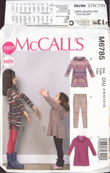Simplicity 6785 Sewing Pattern, Girls' Dresses and Leggings, Size 7-8-10-12-14, Uncut, Factory Folded