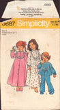 Simplicity 6687 Sewing Pattern, Children's Robe, Nightgown & Pajamas, Size 2, Cut, Incomplete