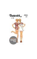70s Micro Mini Wrap Jumper and Kimono Sleeve Bodysuit, Bust 36" (92 cm) Butterick 5818, Vintage Sewing Pattern Reproduction