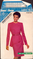 See&Sew 6895 Sewing Pattern, Top and Skirt, Size 6-8-10, Uncut, Factory Folded