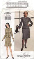 Vogue 7632 Lined, Princess Sesm Jacket Style Top and Pleated Skirt, Uncut, Factory Folded, Sewing Pattern Size 12-16 or 18-22