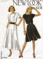 New Look 6138 Dress in Two Lengths with Seam Interest and Front Pockets, Uncut, Factory Folded, Sewing Pattern Multi Size 8-18